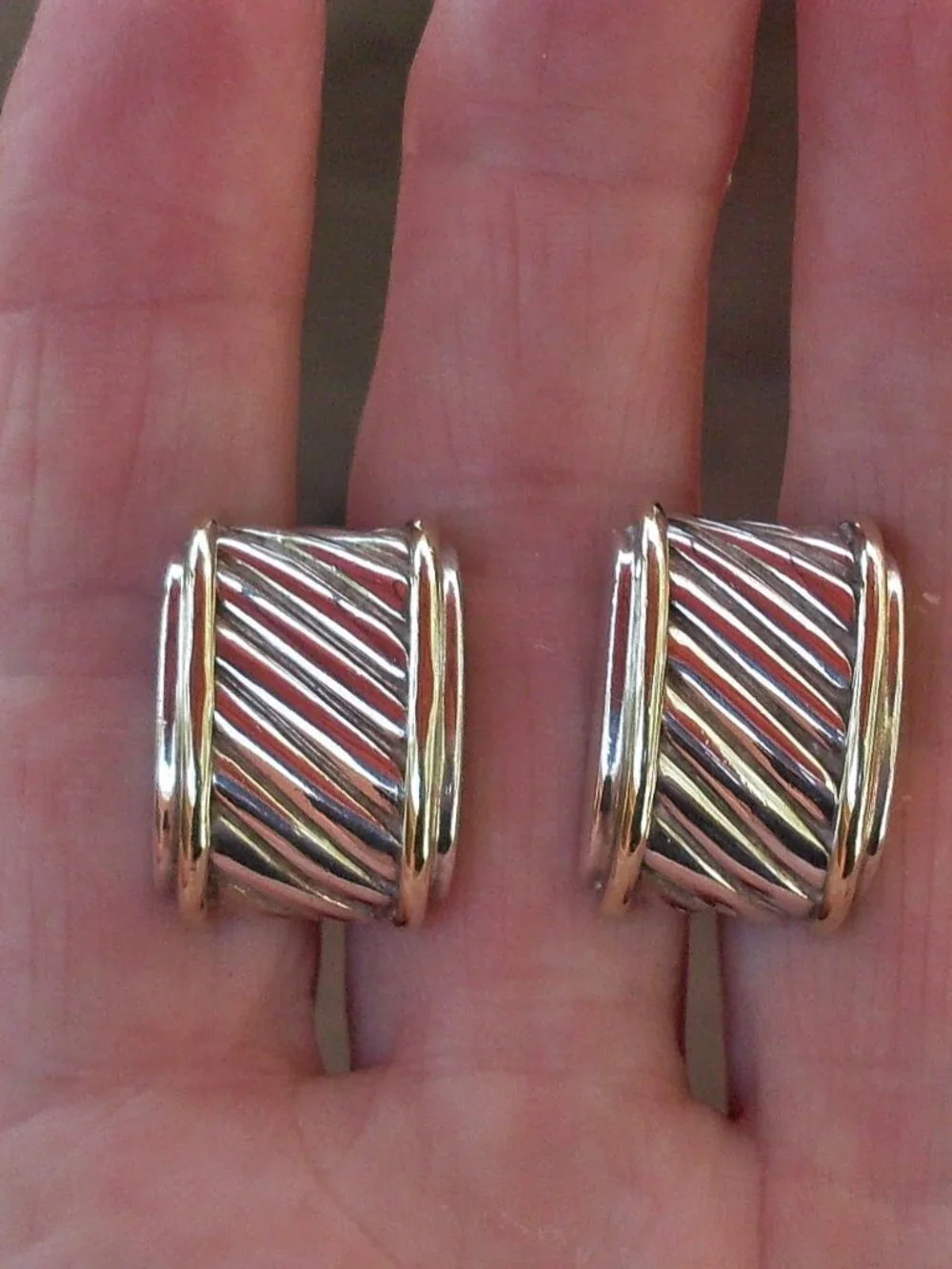 Retired David Yurman Cigar Band Cuff Links - 14K/925 - Gift Boxed